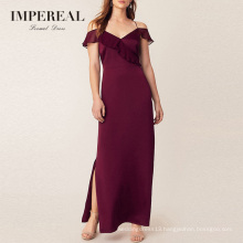 Ruffle Sleeveless Spaghetti Straps Collection Patterns Burgundy Bridesmaid Dresses